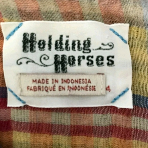 ANTHROPOLOGIE HOLDING HORSES PINK PLAID BLOUSE - Picture 6 of 6